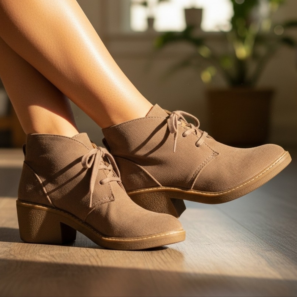Universal Thread Lace Up Ankle Boots Vegan Suede - Size 6.5
